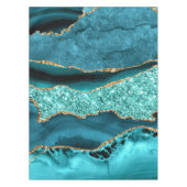 Blauwgroen Blauw Goud Glitter Marmer Turquoise Taf Tafelkleed (Voorkant)