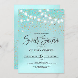 Blauwgroen Blauw Goud Glitter Sparkles Lights Swee Kaart