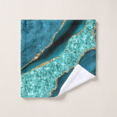 Blauwgroen blauw goud glitter turquoise badhanddoe bad handdoek (Wasdoekje)