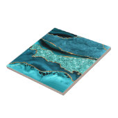 Blauwgroen Blauw Goud Marmer Aqua Turquoise Kerami Tegeltje (Zijkant)
