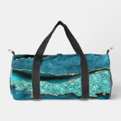 Blauwgroen Blauw Goud Marmer Turquoise Aangepaste  Plunjezak (Voorkant)