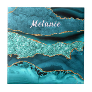 Blauwgroen Blauw Goud Marmer Turquoise Tegel Custo Tegeltje