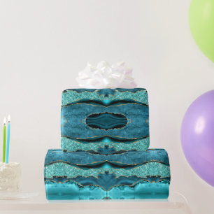 Blauwgroen Blauw Goud Marmer Turquoise Wrapping Pa Cadeaupapier