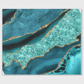 Blauwgroen Blauw Goud Marmer Turquoise Wrapping Pa Cadeaupapier (Vlak)