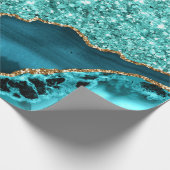 Blauwgroen Blauw Goud Marmer Turquoise Wrapping Pa Cadeaupapier (Hoek)