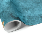 Blauwgroen Blauw Goud Marmeren Douanenaam Verpakke Cadeaupapier (Rol Hoek)