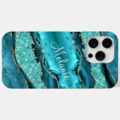 Blauwgroen blauw goud turquoise aangepaste naam iP Case-Mate iPhone Case (Achterkant (horizontaal))