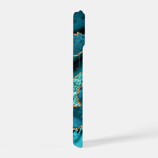 Blauwgroen Blauw Goud Turquoise iPhone Case Aangep iPhone 15 Hoesje (Rechterkant)