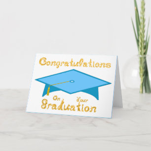 Blauwgroen Blauw Graduation Cap Goud Glitter Party Kaart