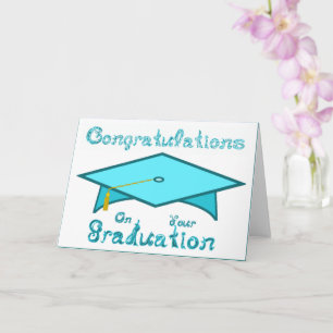 Blauwgroen Blauw Graduation Cap Printable Party Pe Kaart