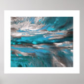 Blauwgroen blauw grijs Abstract Poster (Voorkant)