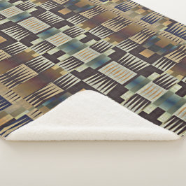 Blauwgroen Blauw Grijs Tan Taupe Bruin Tribal Art Sherpa Deken