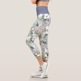 Blauwgroen blauw grijs, zwart, Terrazzo mosaic Art