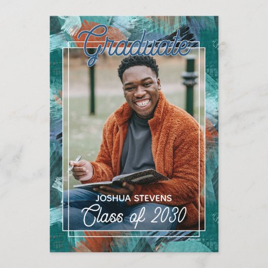 Blauwgroen Blauw Groen Abstract Afstuderen Aankond Aankondiging (Voorkant)