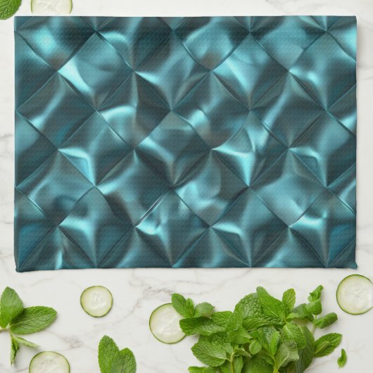 Blauwgroen Blauw Groen Abstract Glam Theedoek (Gevouwen)
