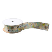 Blauwgroen blauw groen flesje en deer art pattern lint (Spoel)