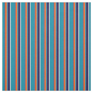 Blauwgroen Blauw Groen Oranje Witte Stripes Kunstp Stof