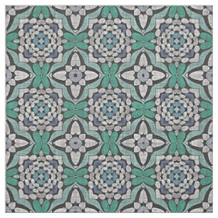 Blauwgroen Blauw Groen Retro Chic Nouveau Deco Pat Stof