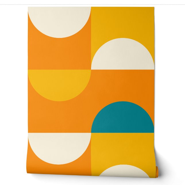 Blauwgroen Blauw Groen Sinaasappel Ivoor Circles K Behang (Afrollen)