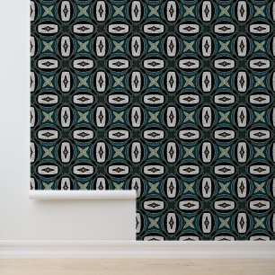 Blauwgroen Blauw Groen Taupe Bruin Bohemian Tribe Behang