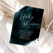 Blauwgroen Blauw Groen Waterverf Baby shower