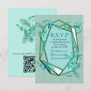 Blauwgroen Blauw - Groene getextureerde achtergron RSVP Kaartje