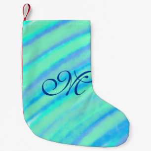 Blauwgroen blauw groenWaterverf lijnen Voeg uw mon Kleine Kerstsok