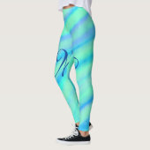 Blauwgroen blauw groenWaterverf lijnen Voeg uw mon Leggings (Links)