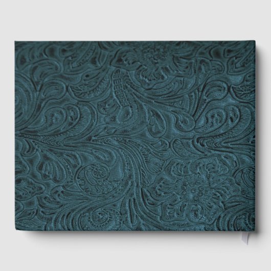 Blauwgroen Blauw Handleer (Faux) Gastenboek (Achterkant)