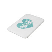 blauwgroen blauw hart ontwerp monogram badmat (Gekanteld)