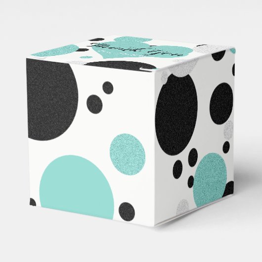 Blauwgroen Blauw Hart Polka Dot Vrijgezellenfeest Bedankdoosjes (Voorkant Zijde)