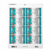 Blauwgroen Blauw Hoge Hak Schoenen Zilver Event Etiket (Full Sheet)