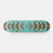 Blauwgroen blauw karton Monogram skateboard (Horizontaal)