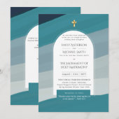 Blauwgroen Blauw Katholiek Nuptial Mass Foto Bruil Kaart (Voorkant / Achterkant)