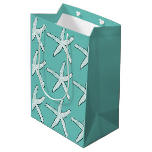Blauwgroen blauw kerstfeest in strand medium cadeauzakje
