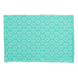 Blauwgroen blauw kussen Hoesje met harten of kies Kussensloop