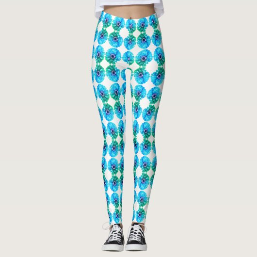 Blauwgroen blauw leggings (Voorkant)