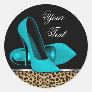 Blauwgroen Blauw Leopard Hoge Hak Schoenen Sticker