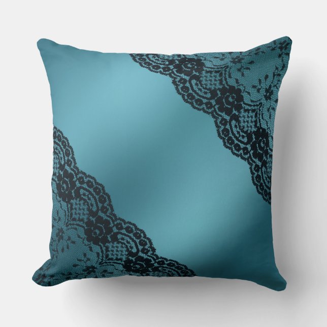 Blauwgroen blauw  looddecoratief kussen (Voorkant)