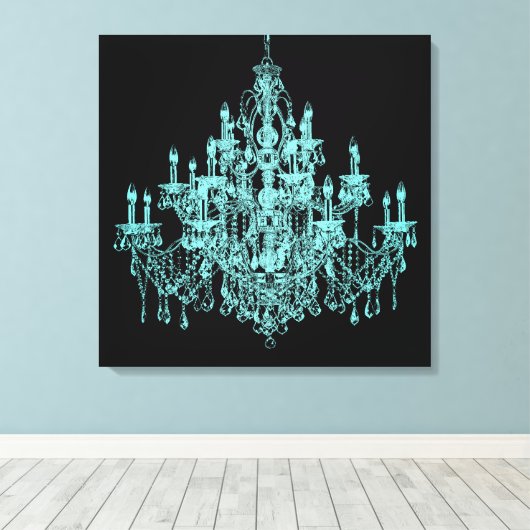 Blauwgroen blauw-luzerbladerblauw-bladerschilderwe canvas afdruk (Insitu (Houten vloer))