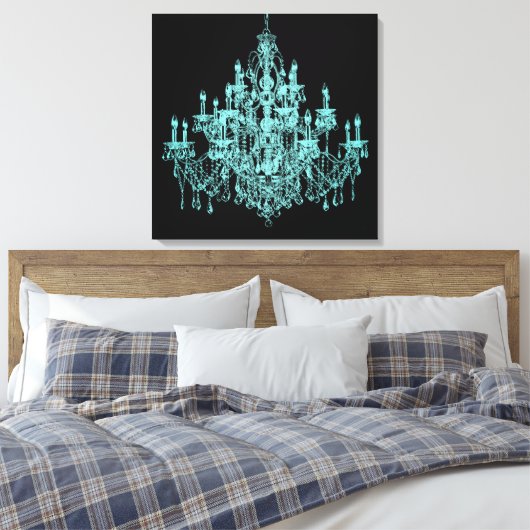 Blauwgroen blauw-luzerbladerblauw-bladerschilderwe canvas afdruk (Insitu (Slaapkamer))