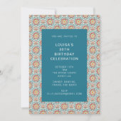 Blauwgroen Blauw Medallion Border Folk Pattern Ver Kaart (Voorkant)