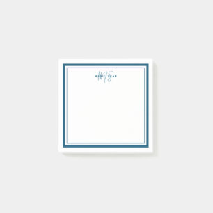 Blauwgroen Blauw Minimalistisch Eenvoudig Monogram Post-it® Notes