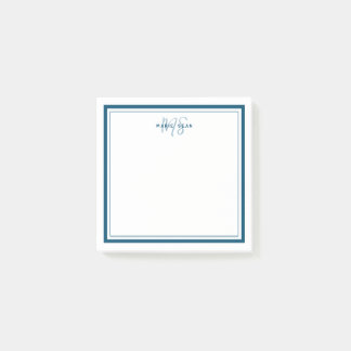 Blauwgroen Blauw Minimalistisch Eenvoudig Monogram Post-it® Notes
