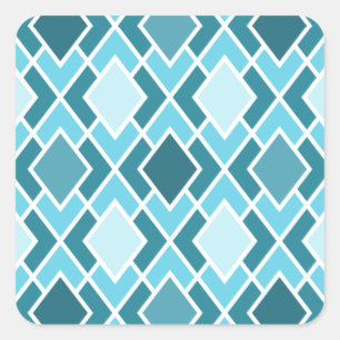 Blauwgroen blauw modern diamantpatroon vierkante sticker