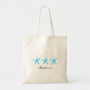 Blauwgroen blauw monogrammen van Starfish Kute Nau Tote Bag