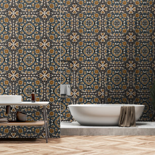 Blauwgroen Blauw Oker Bruin Beige Bohemian Tribe A Behang