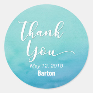 Blauwgroen & Blauw Ombre bruiloft viering Ronde Sticker