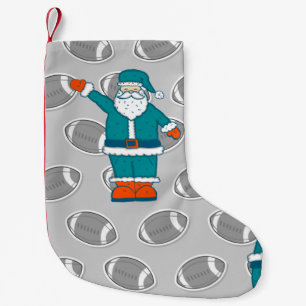 blauwgroen blauw oranje kerstfeest santa claus bas kleine kerstsok