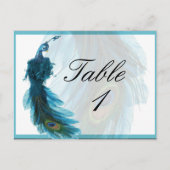 Blauwgroen Blauw Pauw Pluim Tafelnummer (Voorkant)